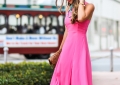 Hot pink maxi dress.