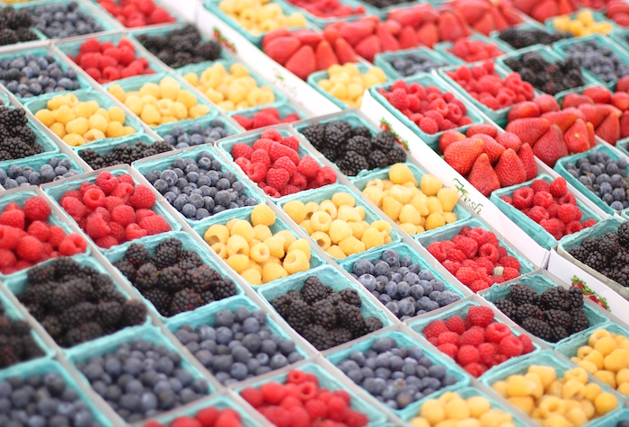 Colorful berries at the farmers market.