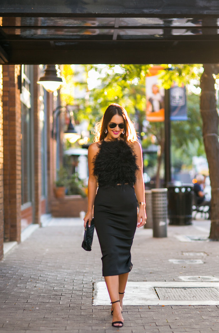 how to style a black midi skirt