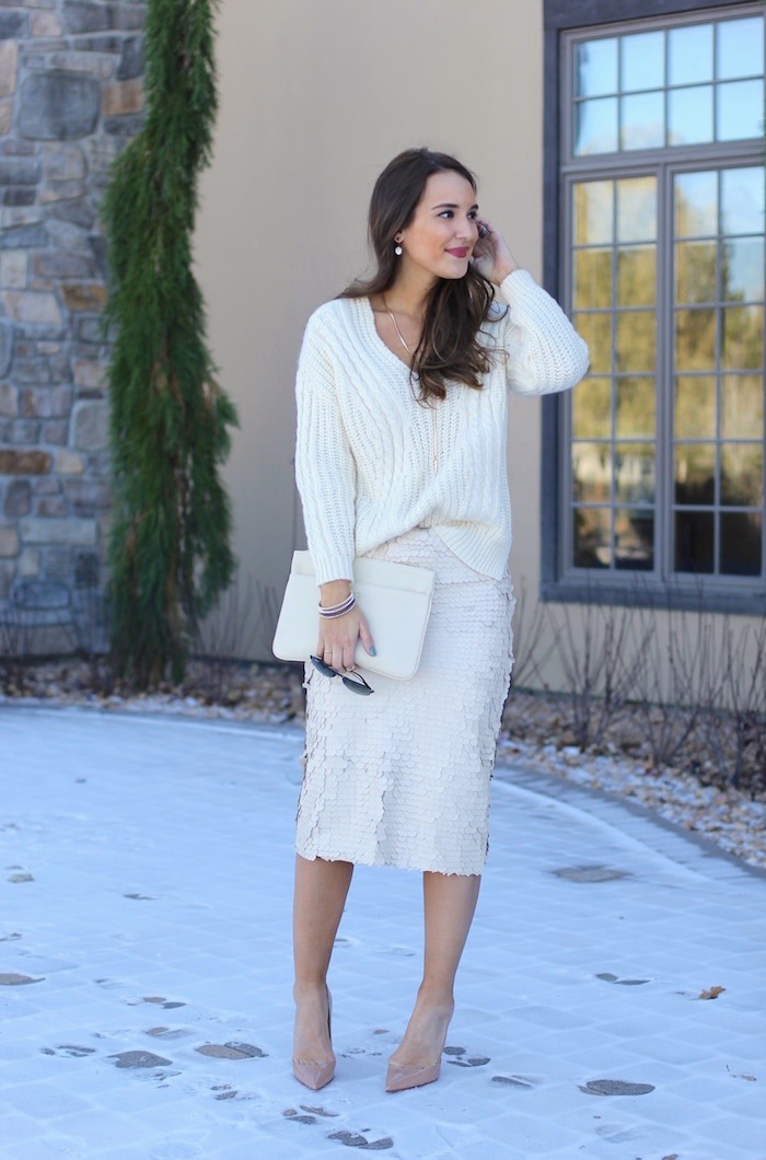 Winter White Sequins and Sweaters