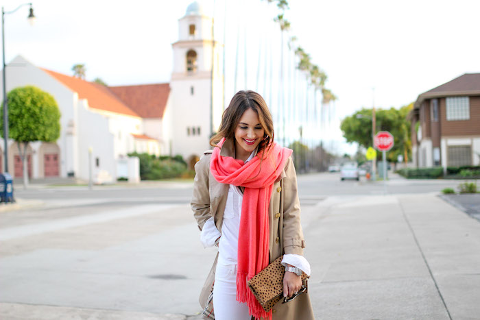 coral cashmere scarf
