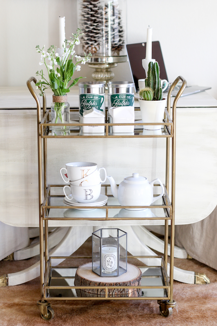 gold tiered bar cart