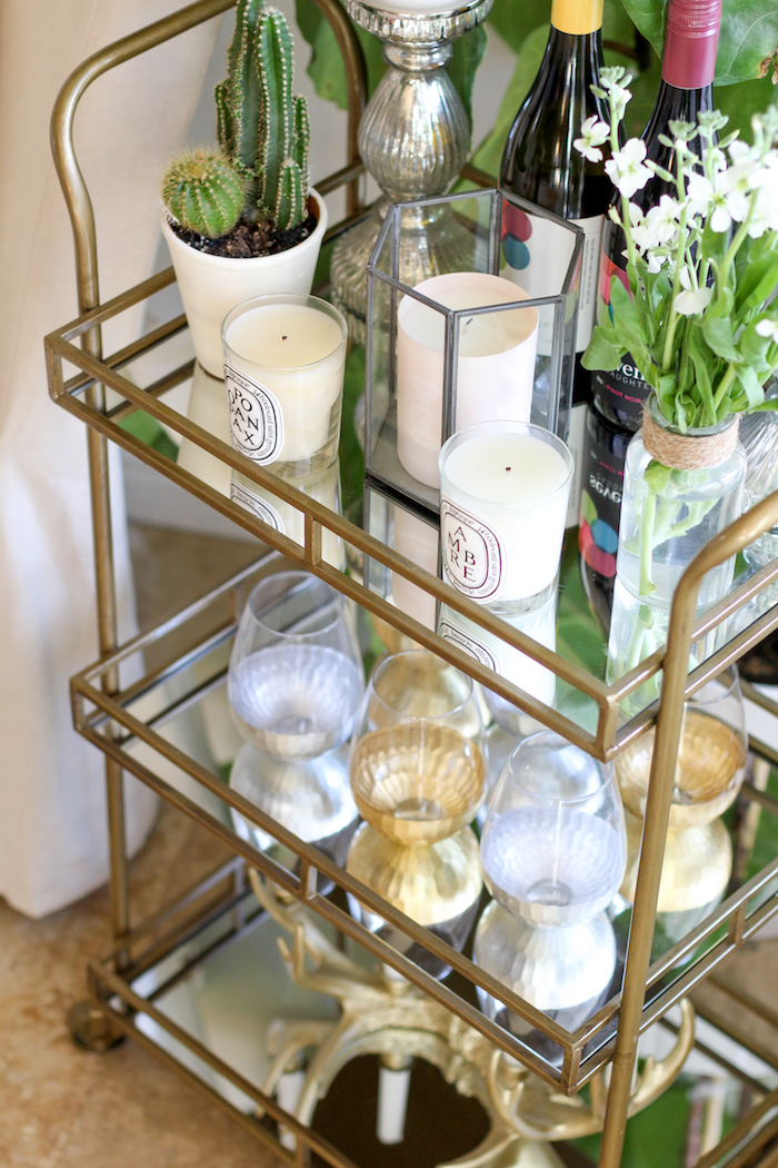 unique ways to style a bar cart