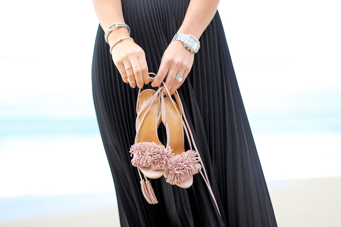 nude fringed sandals