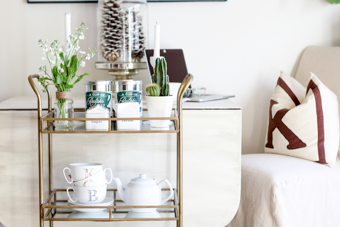 styling a bar cart into a coffee cart