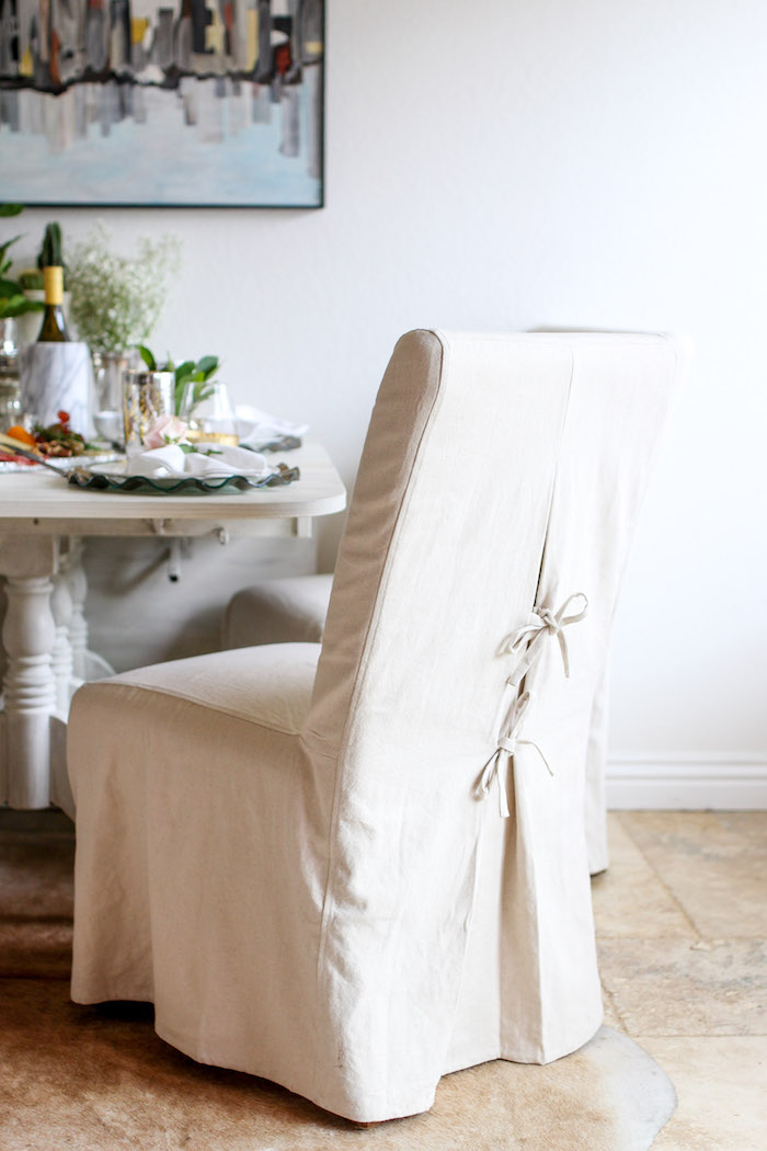 linen tie back slipcovered chairs
