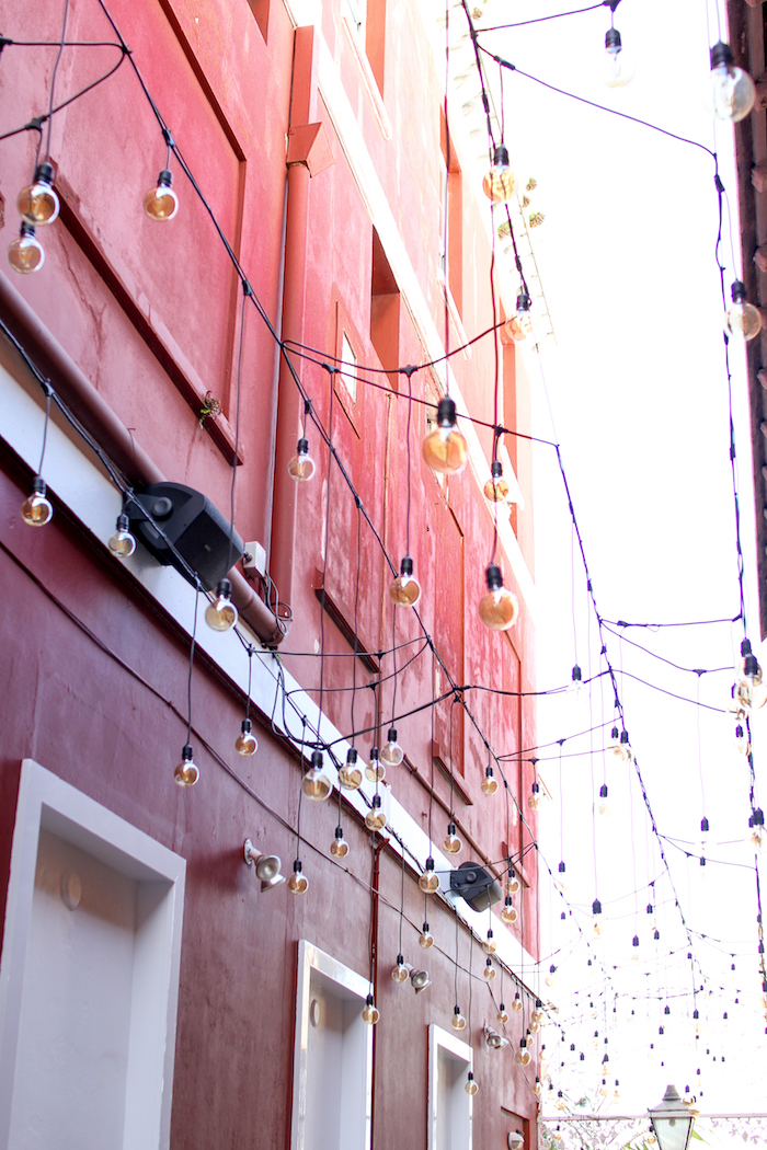 alley way with bistro lights