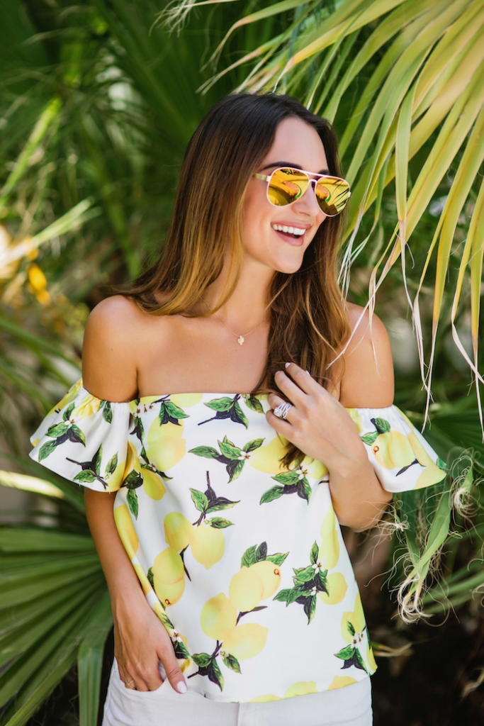 off the shoulder lemon top