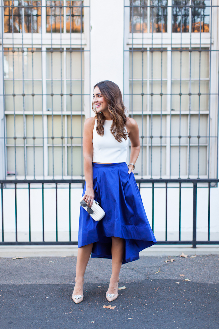 royal blue midi skirt