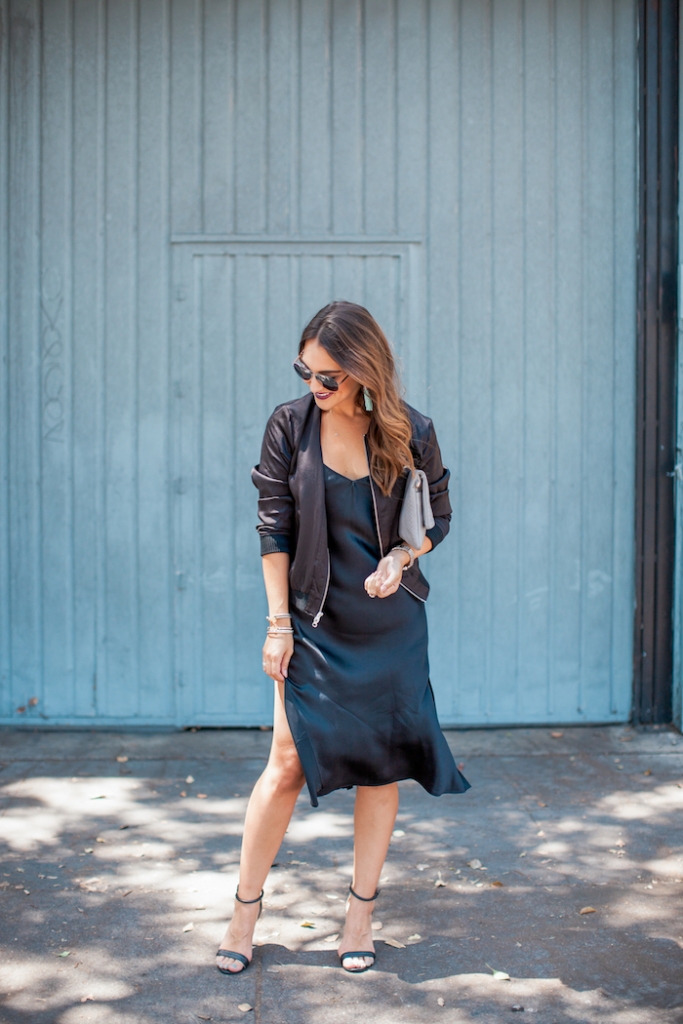 Black slip dress clearance outfit