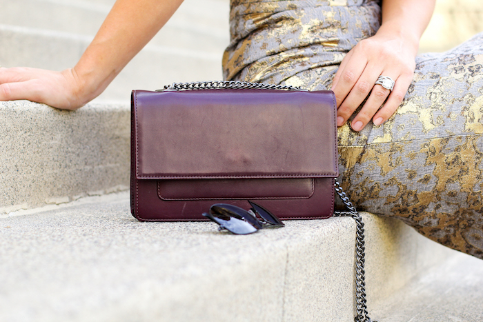 burgundy handbag