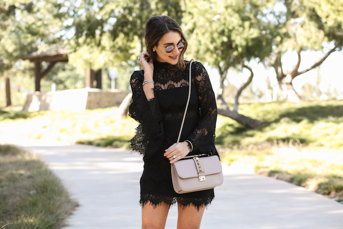 black lace mini dress