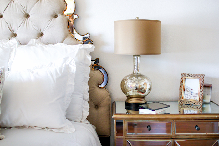 mirrored bedside tables