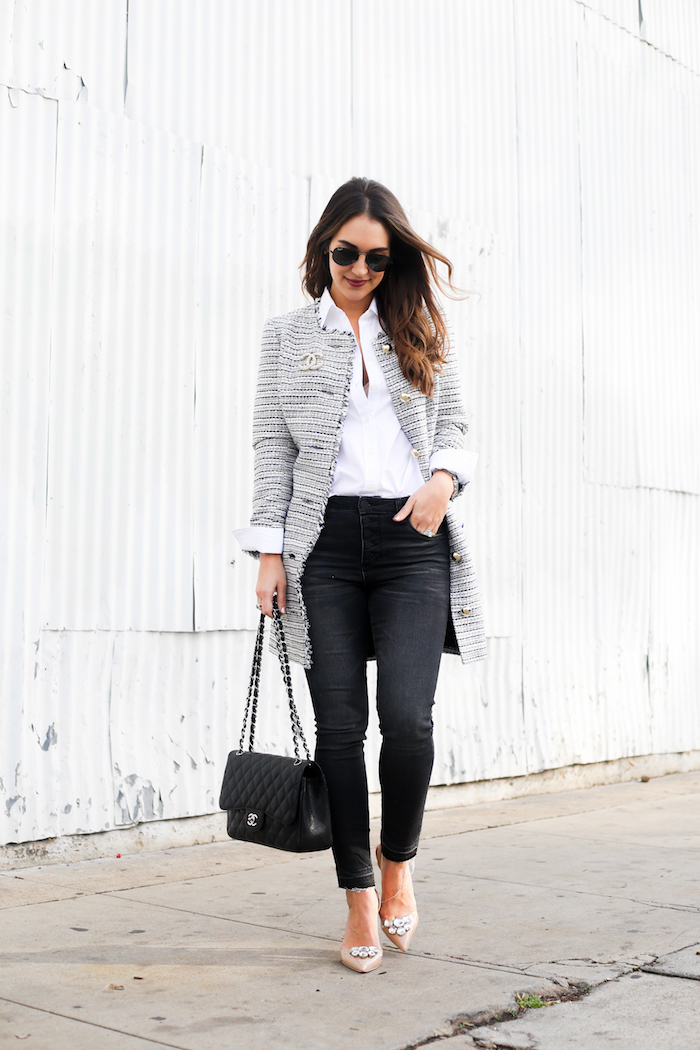 Styling Chanel jumbo  Chanel street style, Chic outfits, Striped