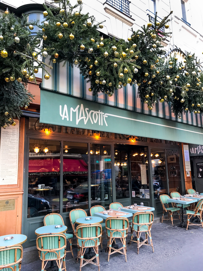 christmas garland on bistro