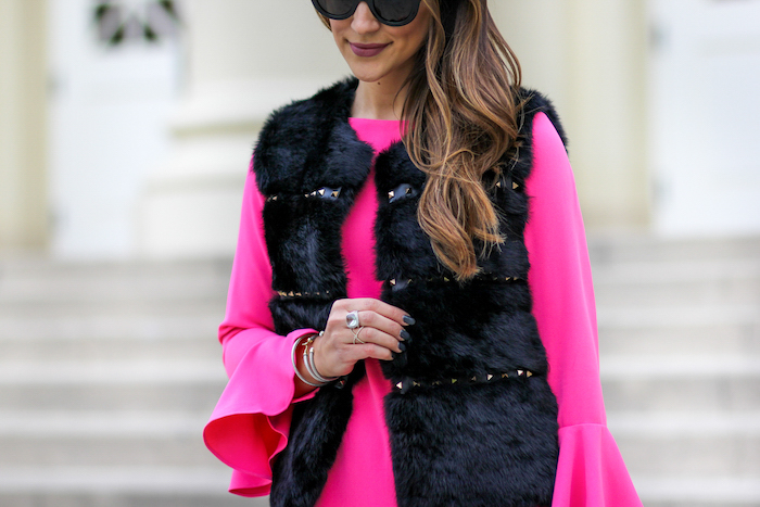 love token black rabbit fur vest