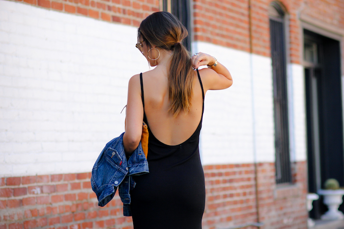 black backless dress