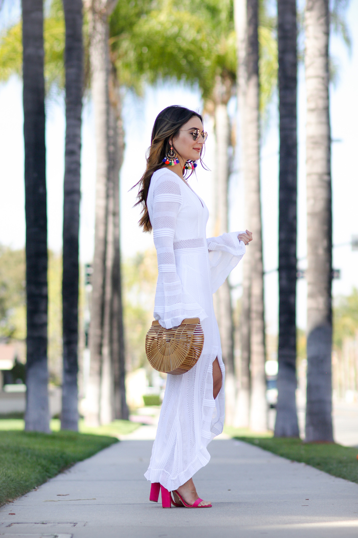 white long sleeved maxi dress