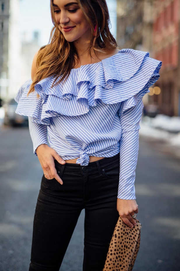 Ruffled One Shoulder Top