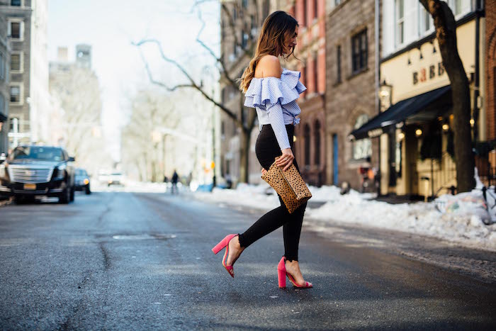 hot pink ankle strap heels