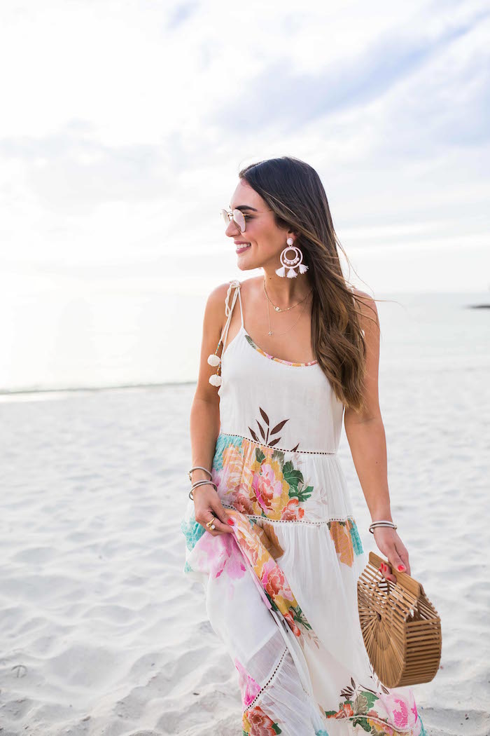 white floral maxi dress