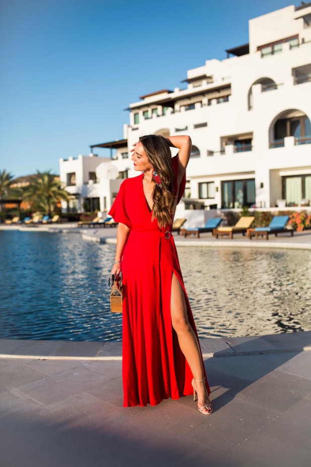 Red Wrap Maxi Dress