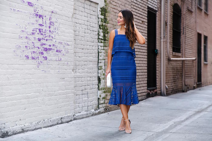 blue shoshanna dress