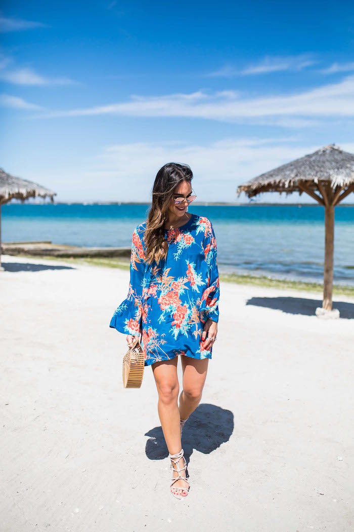 blue floral dress