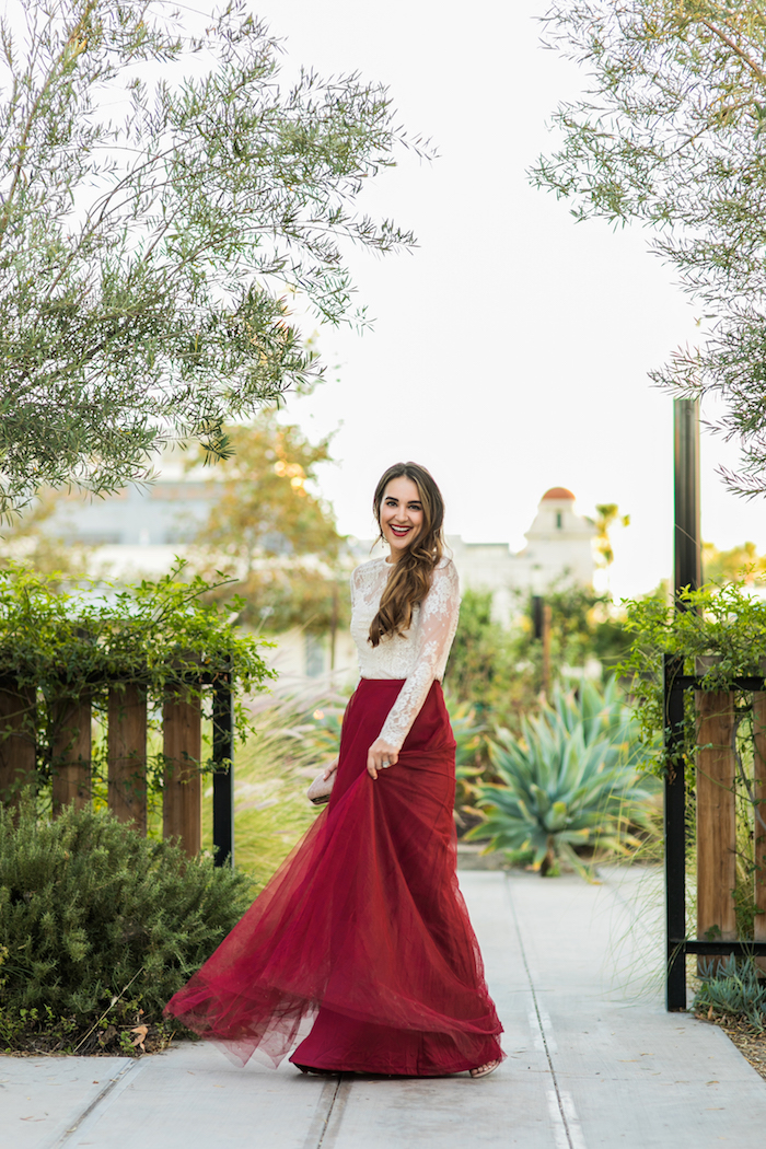 red maxi skirt