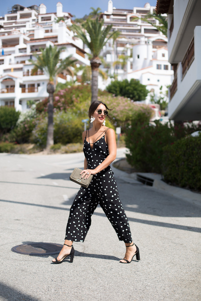 Viera Polka Dot Pleated Romper - Black