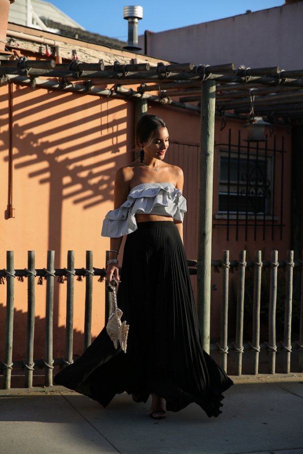 Black Pleated Maxi Skirt