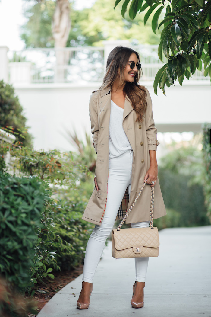 wearing white denim in fall