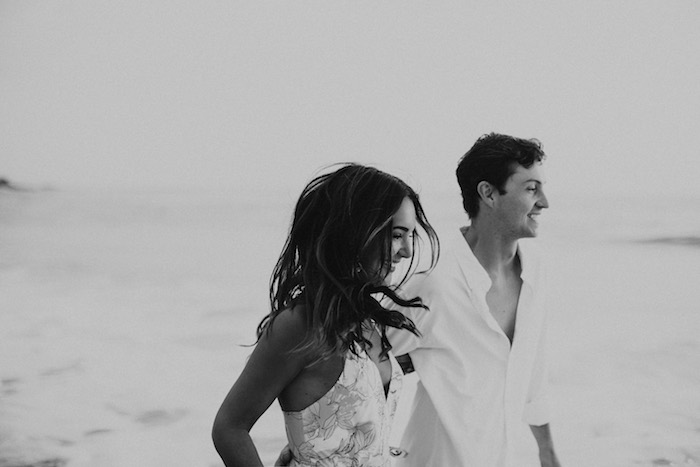 black and white couples beach shoot