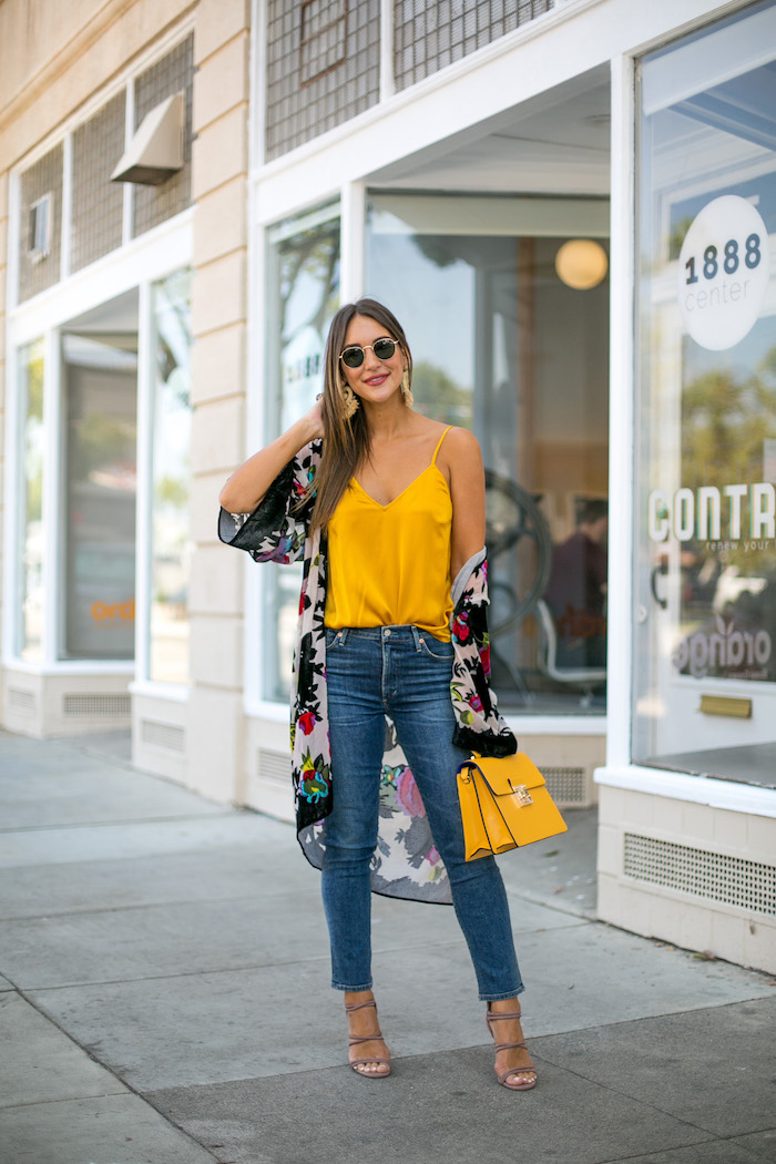 mustard silk cami