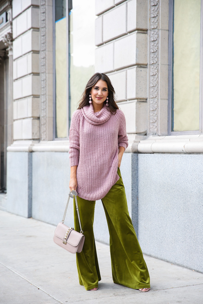 velvet wide leg pants