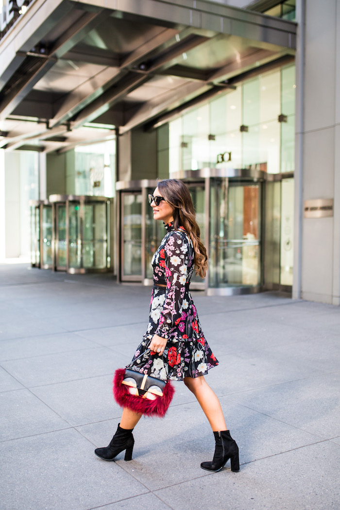 Skirts & Tights :: Floral Top & Faux Leather Skirt - Olivia Jeanette