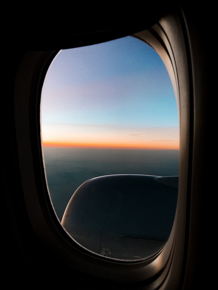 sunset on a plane