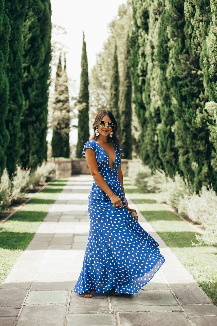 Blue polka dot deals dress