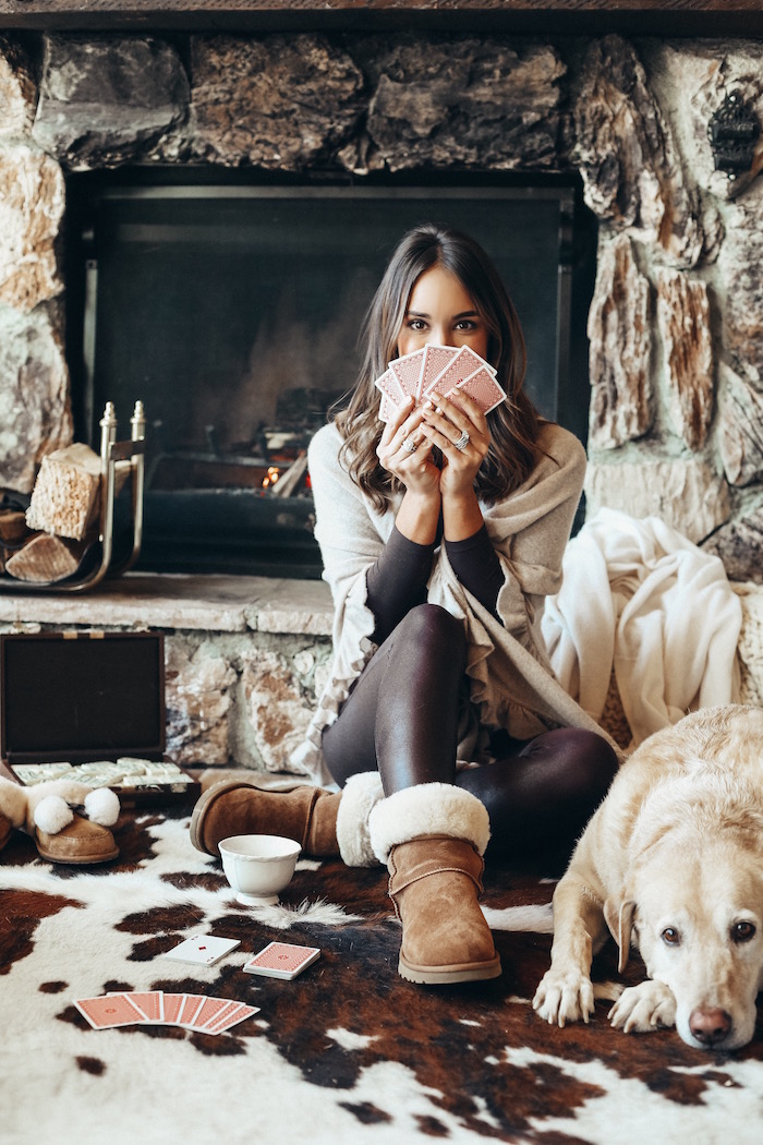 playing cards by the fire