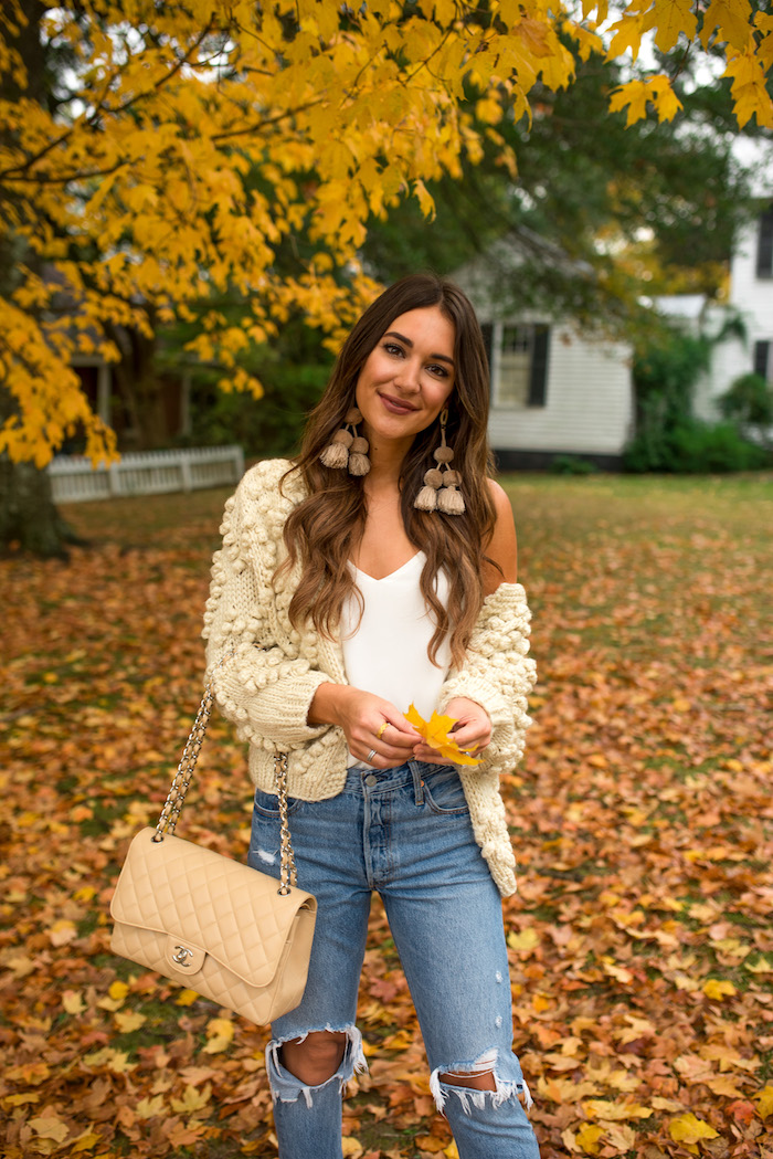 pom pom cardigan