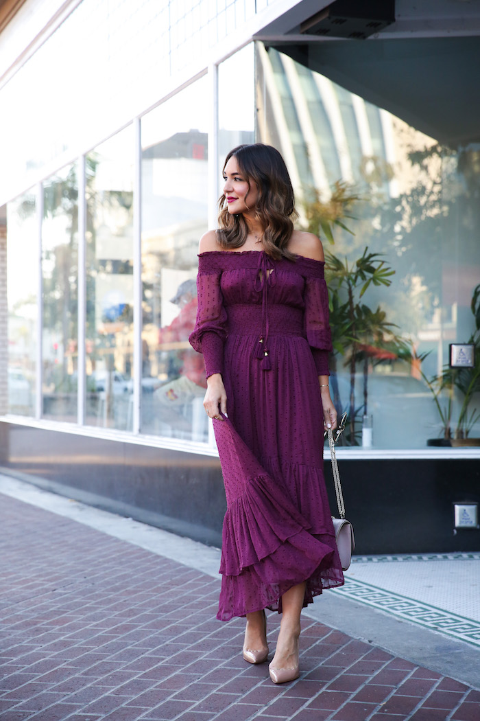 off the shoulder maxi dress