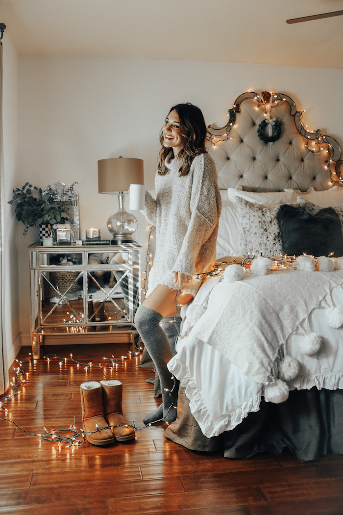 christmas decorated bedroom