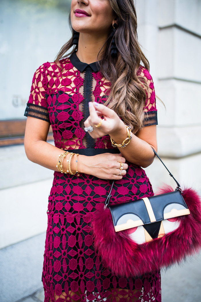 red crochet dress