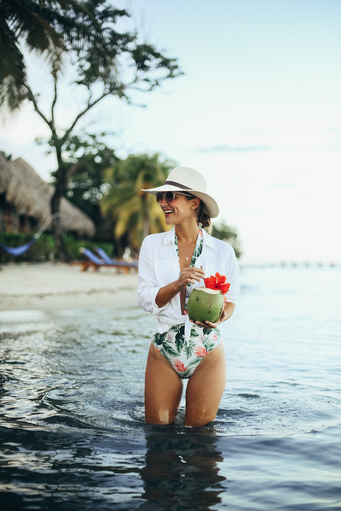 palm print one piece swimsuit