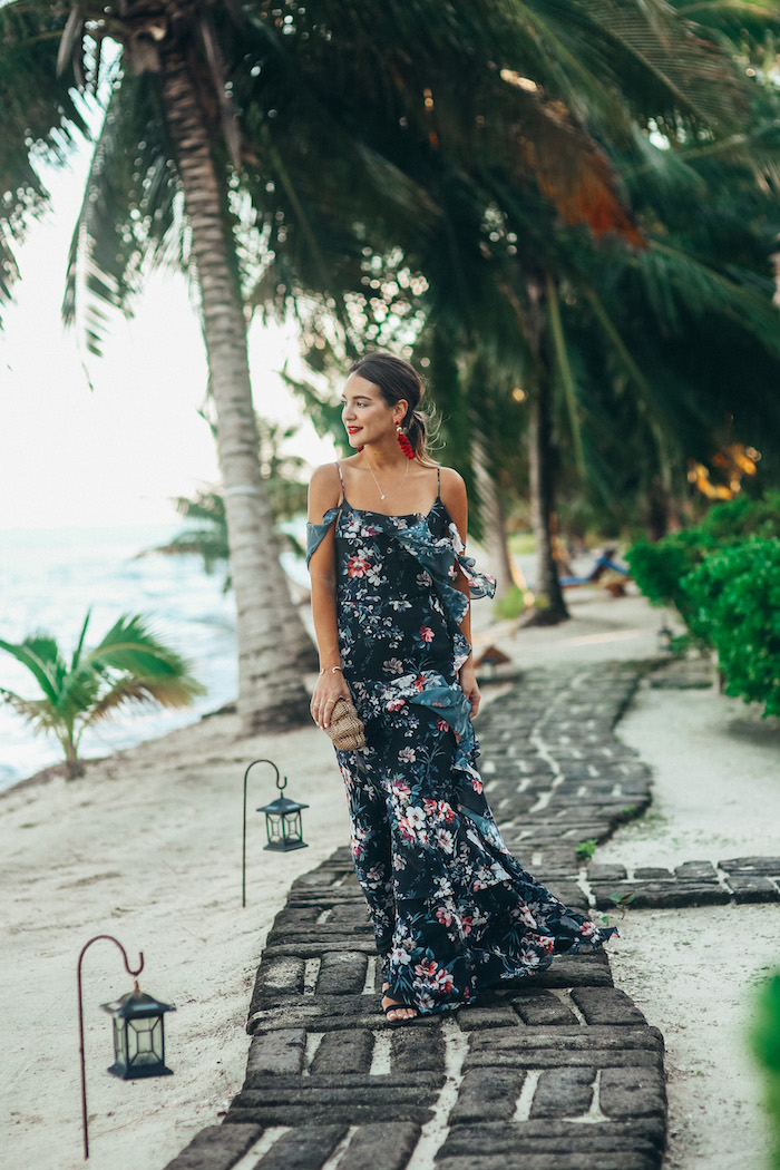 black floral maxi dress