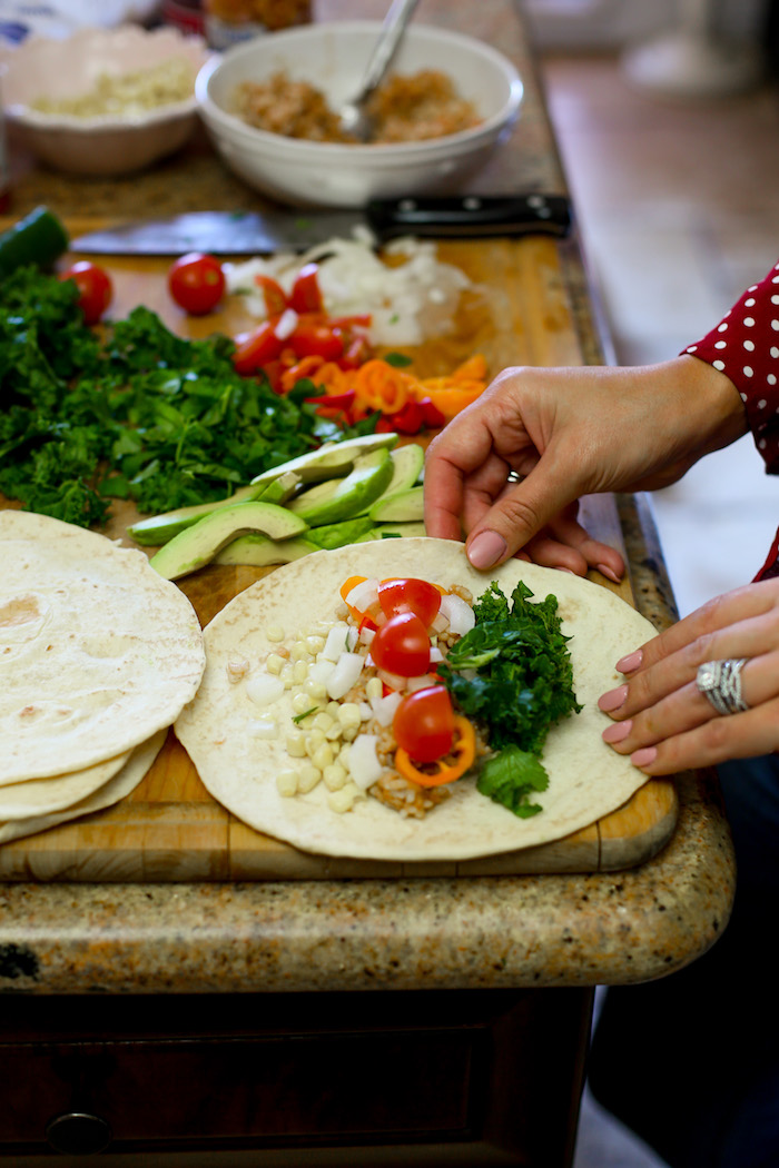 rolling a burrito