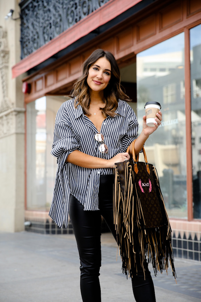 black and white striped shirt