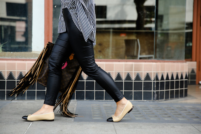 chanel black and white flats