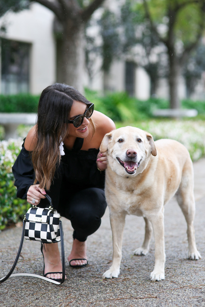 black and white checkered purse