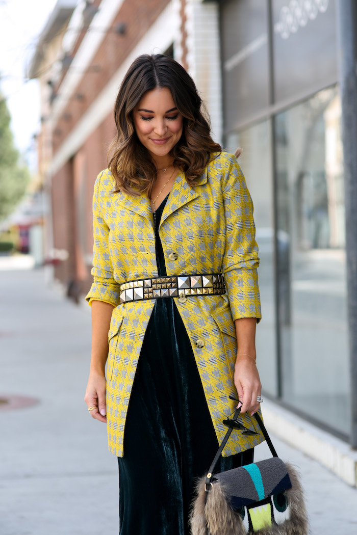 yellow houndstooth blazer